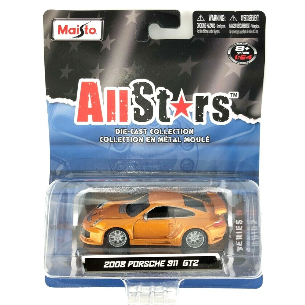 Maisto All Stars 2008 '08 Porsche 911 GT2 Car‎ Orange/Copper Die Cast 1/64 Scale